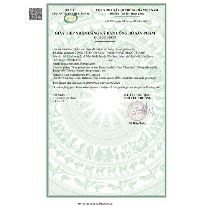 (Mẫu mới) Healthy Care Vitamin C Viên Nhai Ngậm 500mg 500 viên Úc