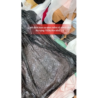 Lưới đính kim sa đen 150k/4m khổ 1,5