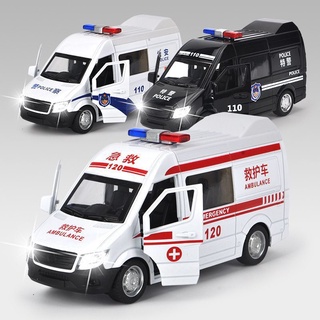 Đồ chơi xe cứu thương -cảnh sát kim loại tỉ lệ 1:36 có âm thanh đèn