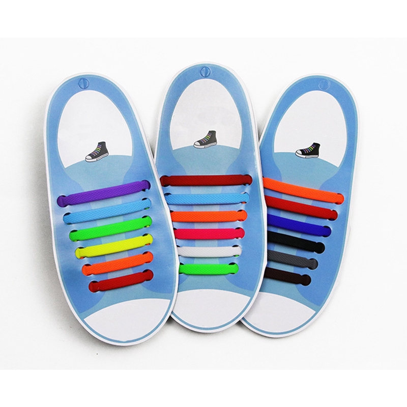 Set 16 Dây Giày Thể Thao Bằng Silicone Không Cần Buộc Co Giãn Dùng Cho Người Lớn Trẻ Em