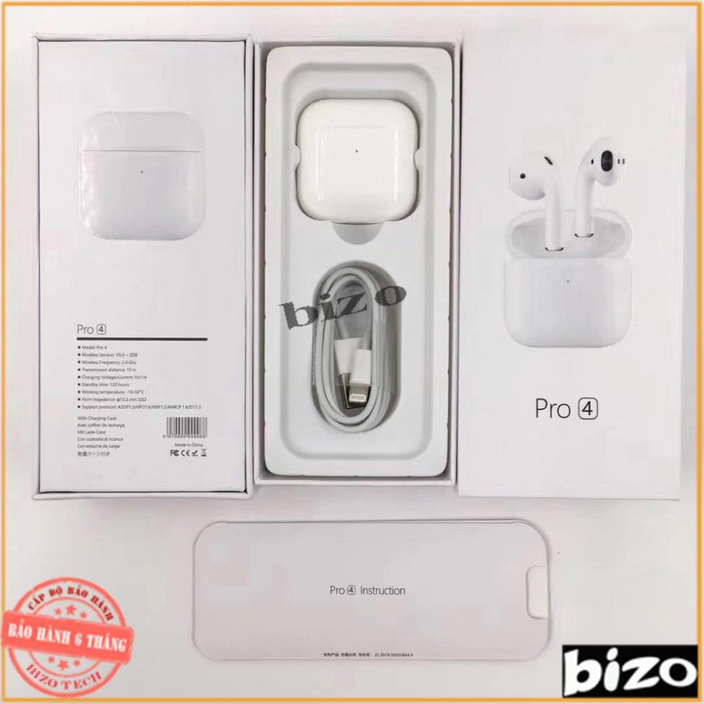 [BẢN NÂNG CẤP - BH 6 THÁNG]] Tai nghe mini Airpods Pro 4 Bluetooth 5.0 TWS, cảm biến, đổi tên, định vị chuẩn