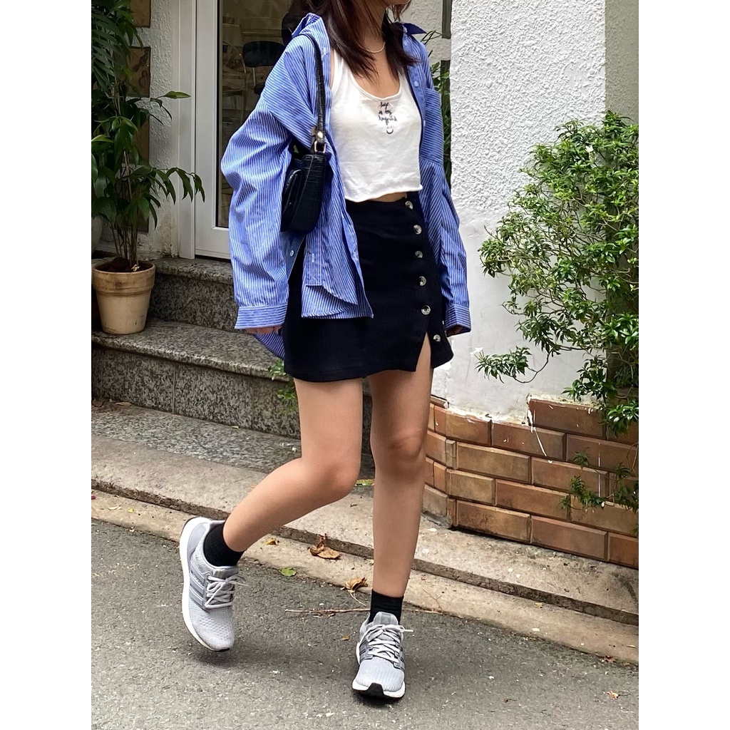 -50% Good Letter H - Áo & Chân Váy Nữ Mini Skirt Nút Cài - Woolen Skirt