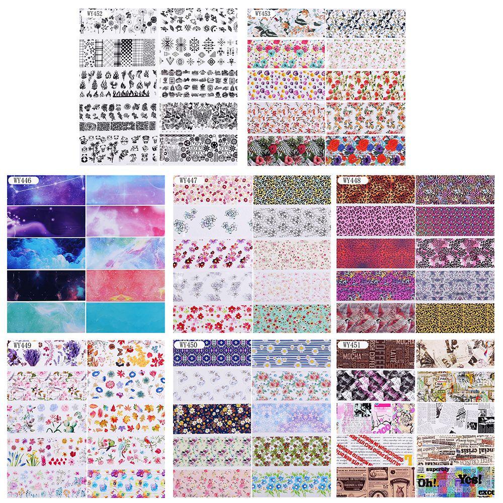 DIACHAVN Set 10 Tấm Giấy Foil Họa Tiết Cẩm Thạch Dán Móng Nghệ Thuật