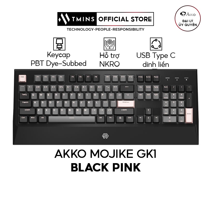 Bàn phím cơ AKKO MOJIKE GK1 Black Pink - (AKKO sw v2 / LED trắng)