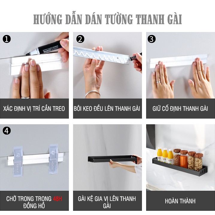 Kệ gia vị dán tường siêu chắc- Sơn tĩnh điện VKIT KGV12