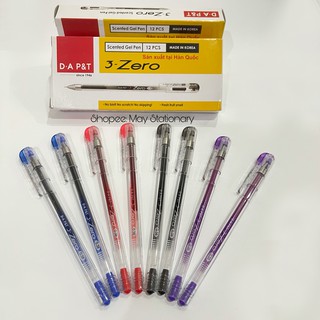 Hộp 12 bút mực nước Zero 0.38mm xanh/tím/đỏ/đen Dong A Hàn Quốc