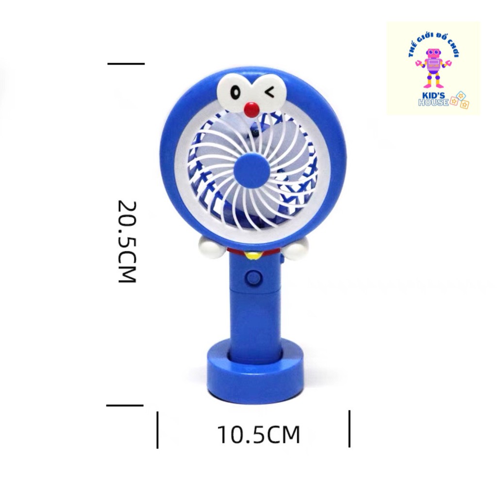 [GIÁ RẺ] Quạt Cầm Tay Mini Có Đế Đèn Led Hình Doraemon TPHCM