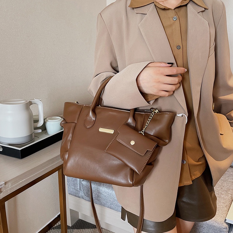 Túi Đeo Vai Sức Chứa Lớn Màu Trơn Thời Trang Cho Nữ