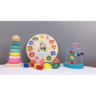 COMBO 6 MÓN ĐỒ CHƠI GỖ PHÁT TRIỂN TRÍ TUỆ CHO BÉ, ĐỒ CHƠI MONTESSORI GỖ, ĐỒ CHƠI THÔNG MINH