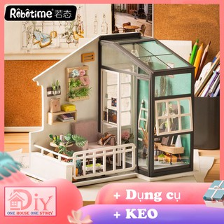 Nhà búp bê tự lắp ráp bằng gỗ DIY BALCONY DAYDREAMING mã DGM05  (Kèm dụng cụ keo + LED) - Quà tặng giáng sinh tự làm