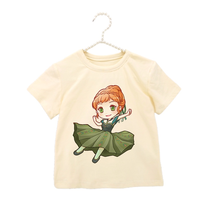 Áo Thun Tay Ngắn Chất Liệu 100% Cotton In Hoạ Tiết Hoạt Hình Frozen Dành Cho Bé Gái