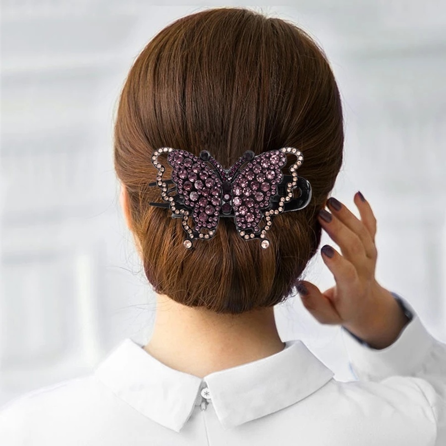 Kẹp tóc hình bướm đính đá toàn diện phong cách cổ điển dành cho nữ