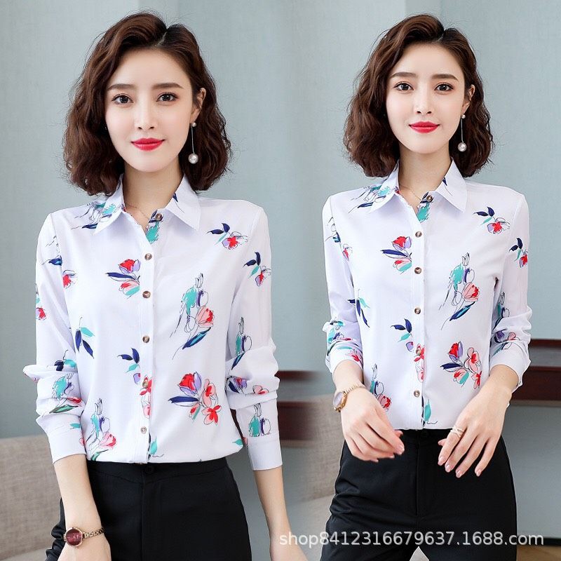 Sơ mi công sở nữ thiết kế áo hoa đẹp vải mại đủ kích cỡ Sm17