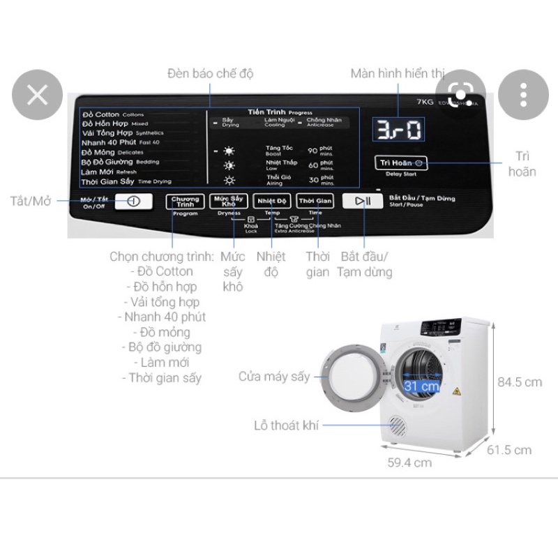 Máy sấy thông hơi Electrolux 8 Kg EDV805JQWA