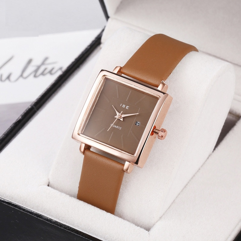 New Style Net Red Ladies Watch Korean Temperament Square Female Watch Calendar Simple Non-scale Belt Quartz Watch