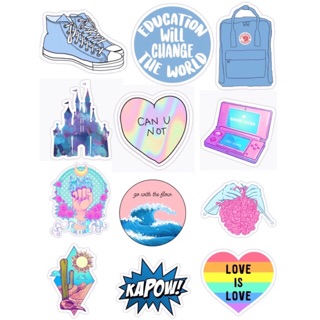 Set stickers xanh dương dán điện thoại laptop sổ tay - Blue Stickers Pack được chọn mẫu ( Hàng sẵn )