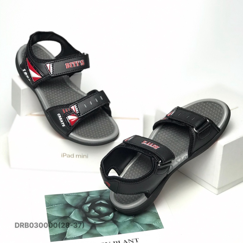 Sandal bé trai BTIS 28-37 ❤️FREESHIP❤️ Dép quai hậu học sinh đế cao su hai quai dán DRB030000