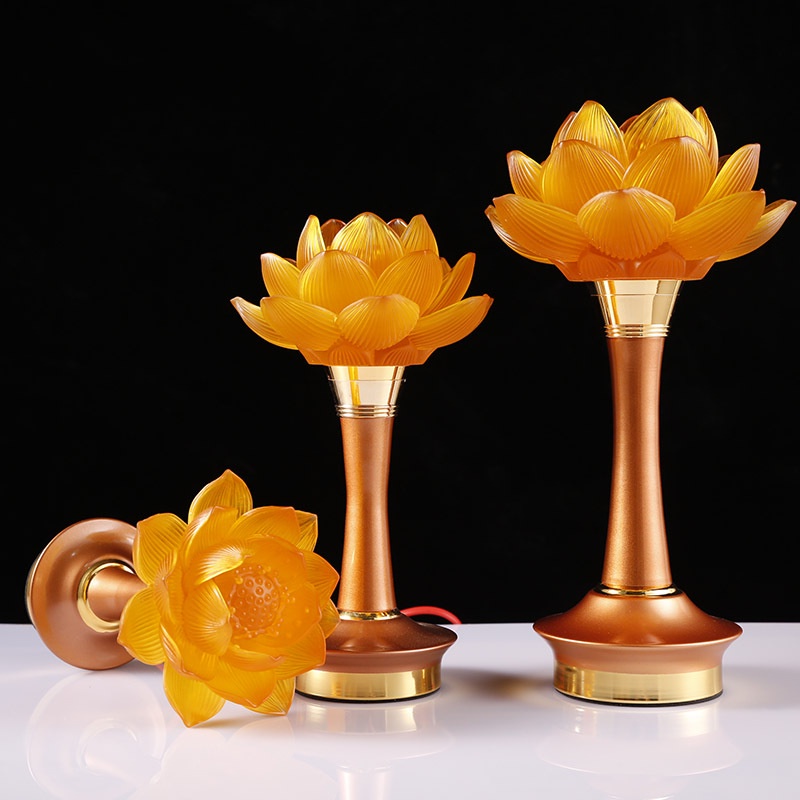 Cặp Cây Đèn Led búp Hoa Sen ,Trang Trí bàn Thờ dùng bằng điện