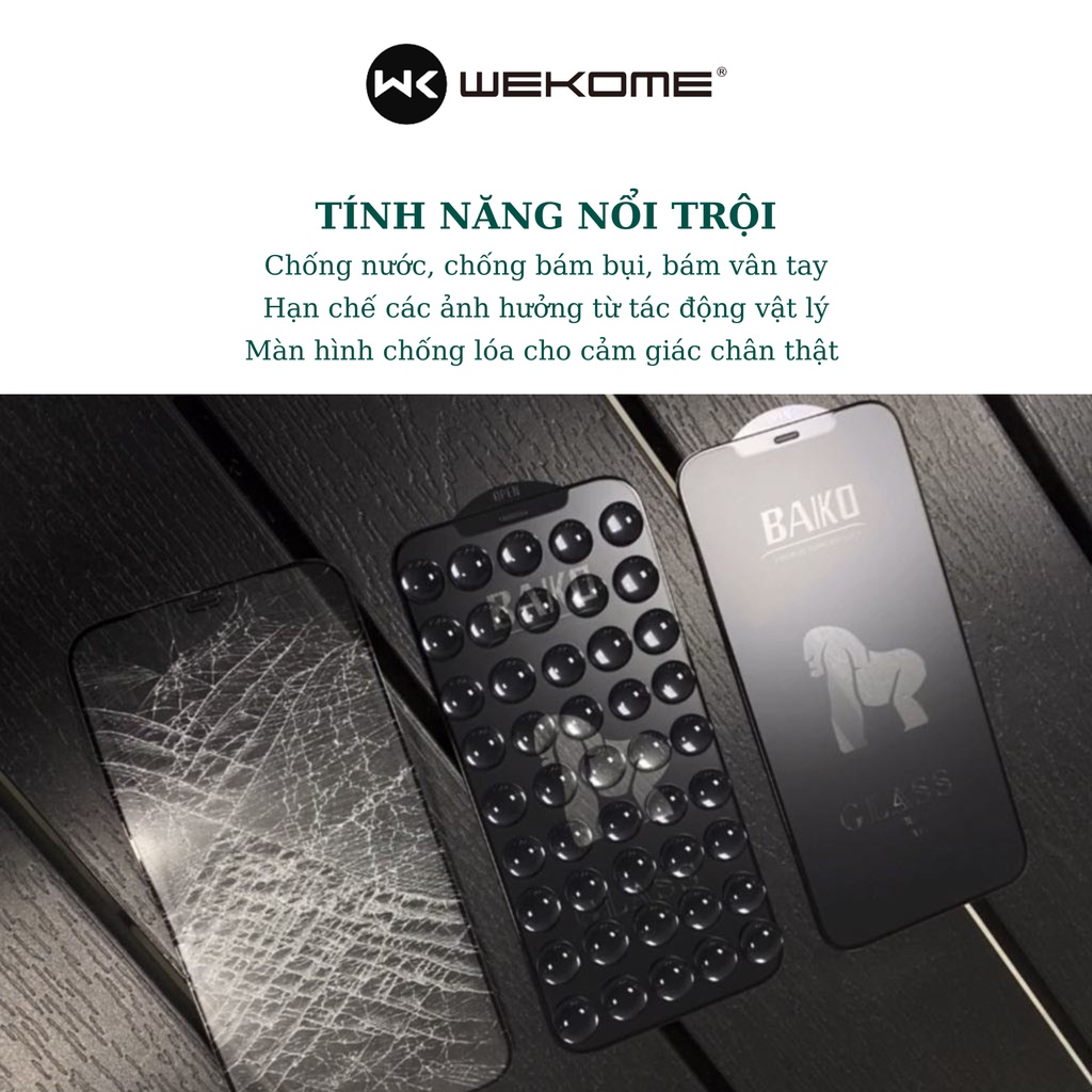 Cường lực iphone 3D Wekome Baiko chính hãng trong suốt chống va đập bảo vệ màn hình điện thoại ip x/xs/xsmax/xr/11/11pro