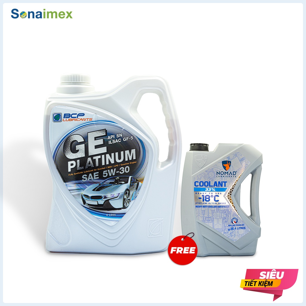 Nhớt Ô tô tổng hợp toàn phần Thái Lan - BCP LUBRICANTS GE PLATINUM - SAE 5W30 - API SN - 4L