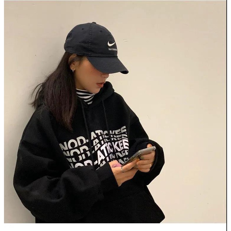 Áo Hoodie Nhung Dày Dáng Rộng In Họa Tiết Thời Trang Thu Đông Mới Cho Nữ