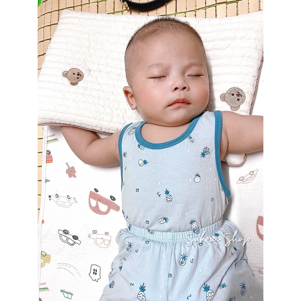 Gối nằm cho bé/Gối Chữ Nhật Hàn CHEZBEBE 100% cotton lưới 3D thoáng khí