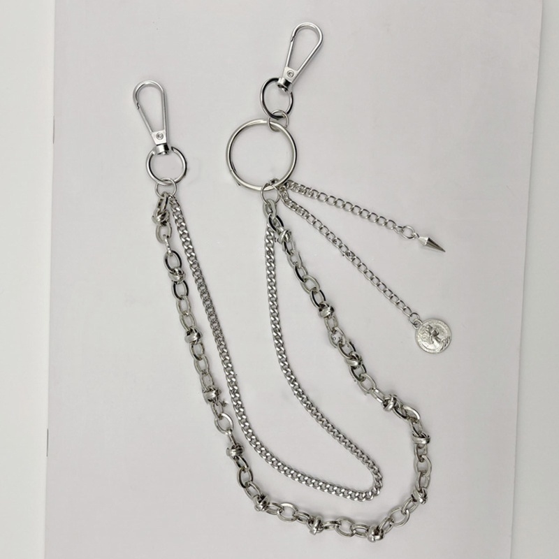 Youyo Quần Dài Phối Chuỗi Xích Hai Lớp Hình Chân Dung Phong Cách Hip hop Đường Phố Cho Nữ