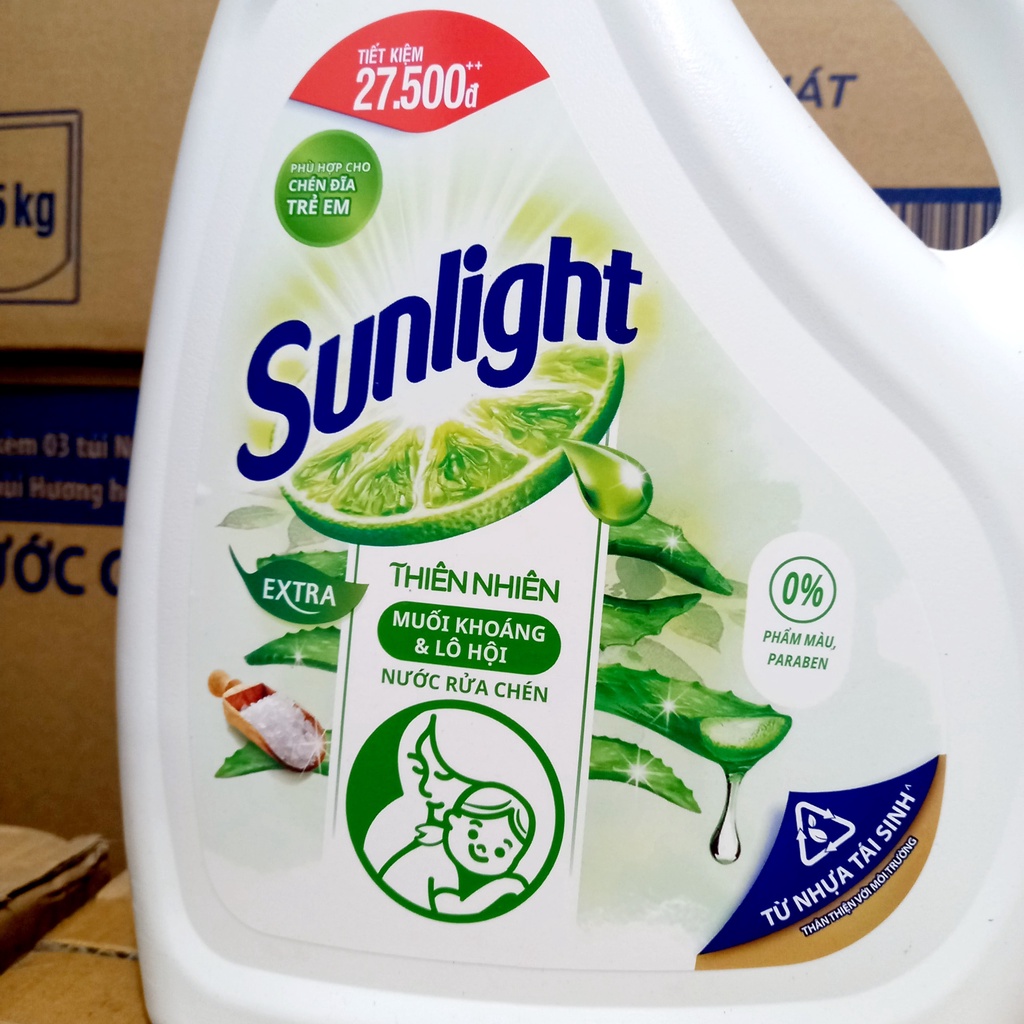 Nước rửa chén Sunlight can 3.6kg thiên nhiên lô hội
