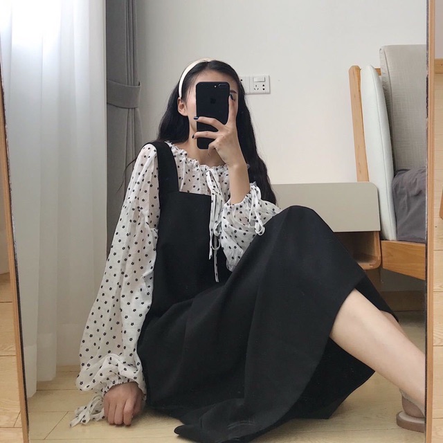 Áo hoa yếm đen (oder) | BigBuy360 - bigbuy360.vn