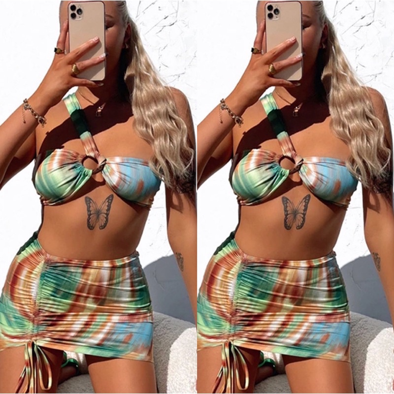(M55) BIKINI 3 MẢNH ÁO+ QUẦN + CHÂN VÁY VẨY SƠN