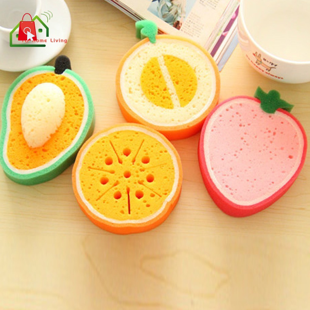 Rửa chén bát Miếng Bọt Biển Rửa Chén Tạo Hình Trái Cây Nhiều Màu Sắc Dễ Thương Tiện Dụng