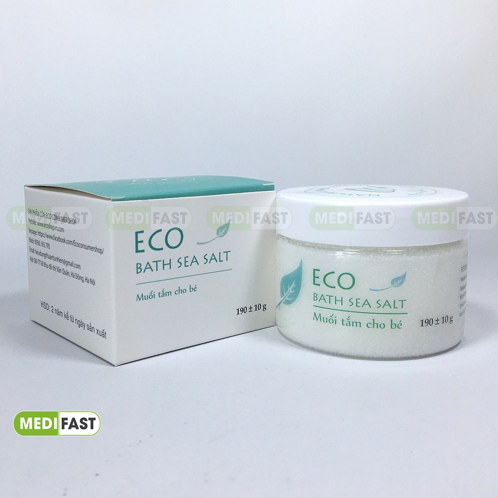 Muối tắm cho bé - Eco Bath Sea Salt - Hộp 200g từ thảo dược tía tô và tinh dầu tràm gió, giảm rôm sẩy, mẩn ngứa cho trẻ