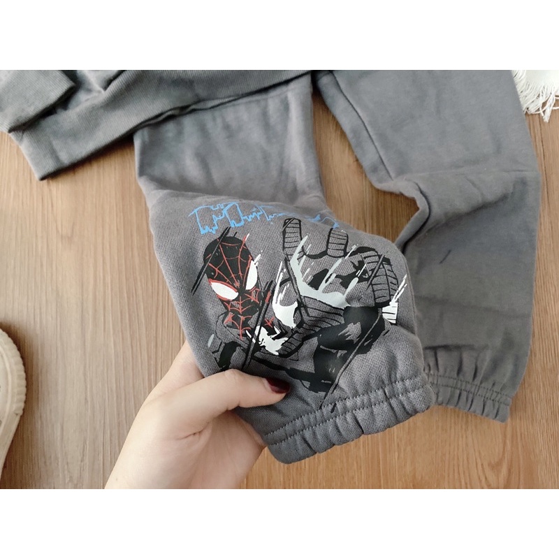 Bộ nỉ bông bé trai màu xám dư xịn