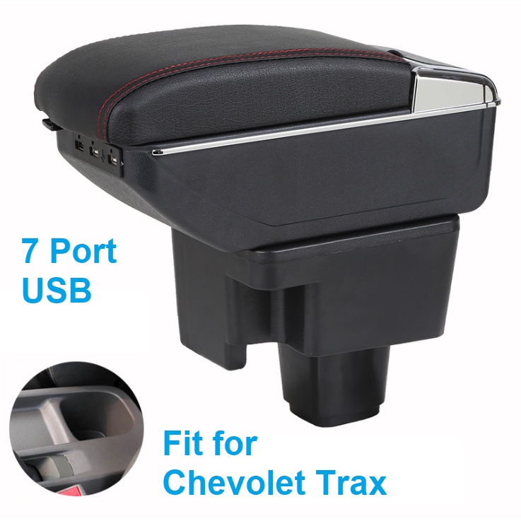 Hộp tỳ tay, đệm tỳ tay lắp cho xe ô tô Chevolet Trax tích hợp 7 cổng USB, Armrest box for Chevolet Trax