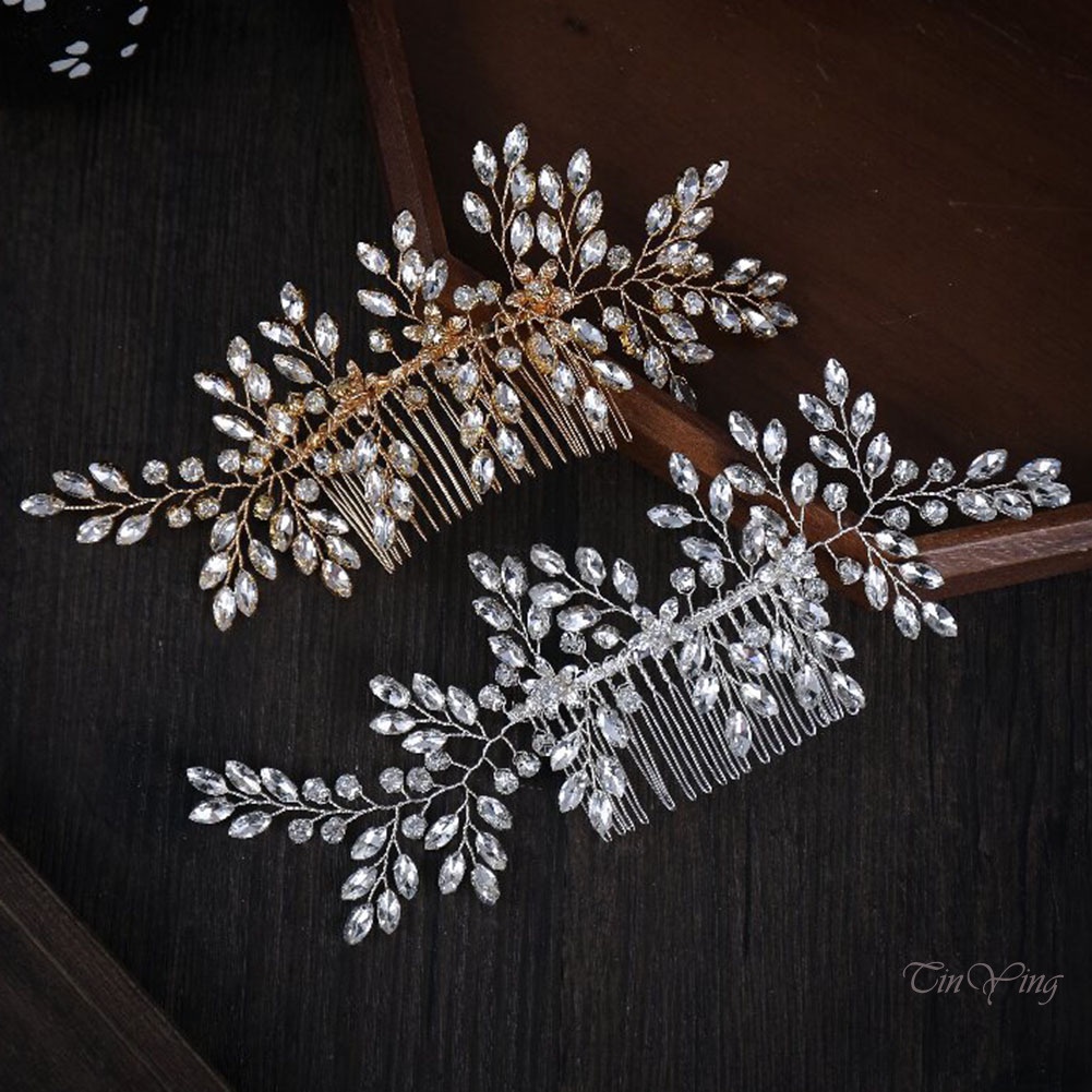 GETNOIVAS 1 Lược Cài Tóc Đính Đá Lấp Lánh Cho Cô Dâu