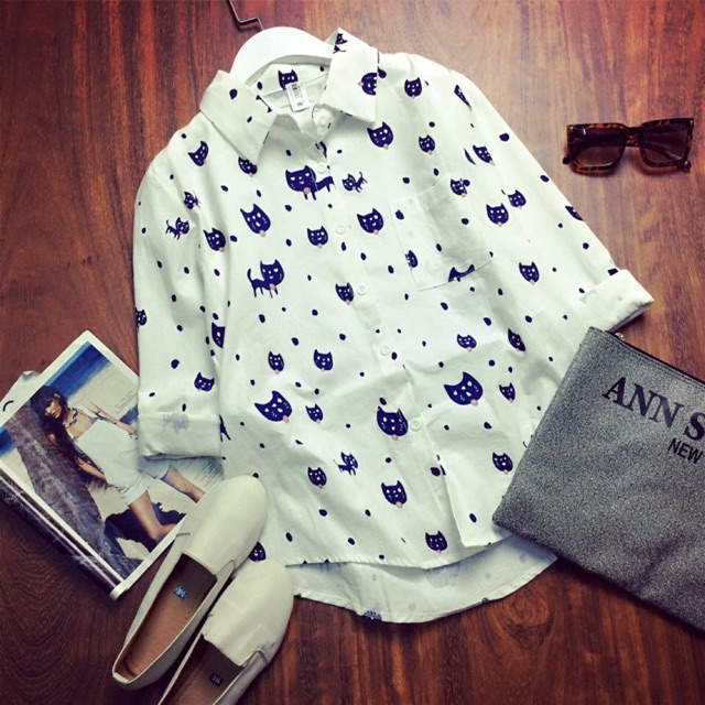 Áo SM hoạ tiết mèo