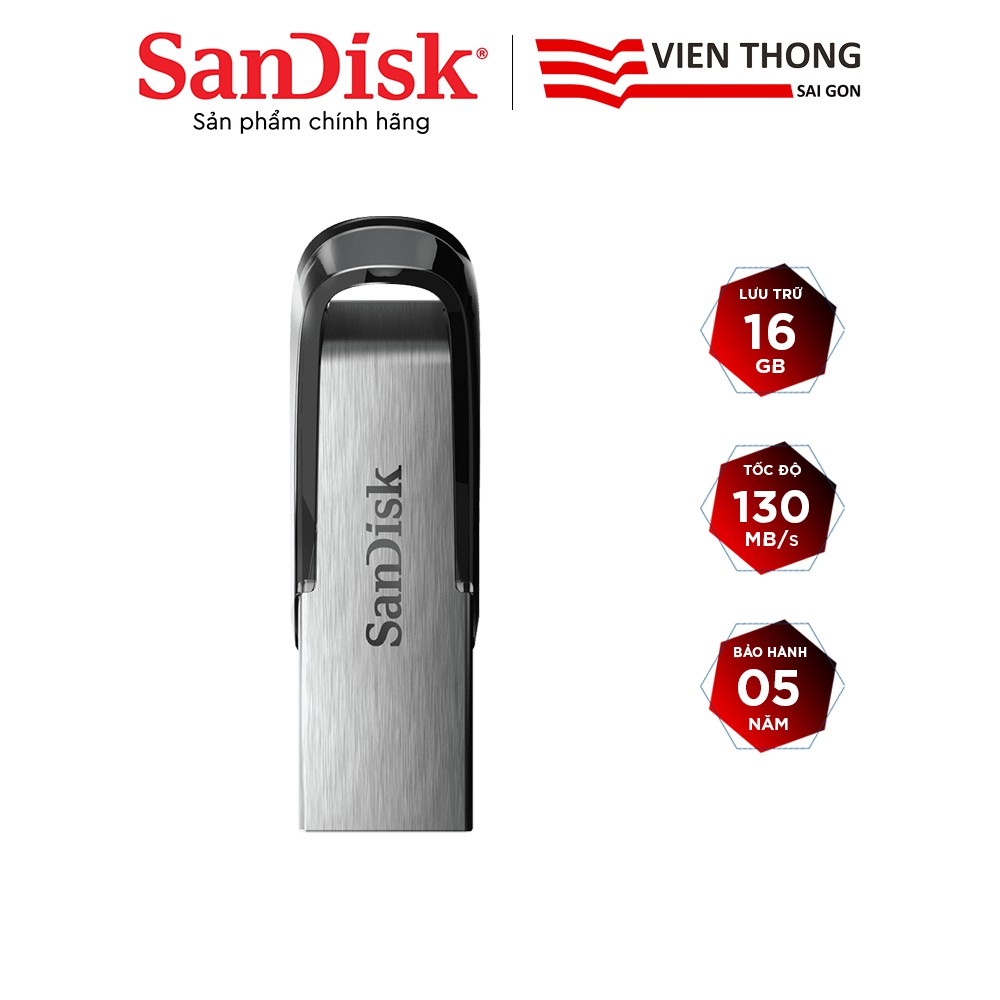 USB 3.0 SanDisk CZ73 16GB Ultra Flair upto 130MB/s - Hãng phân phối chính thức