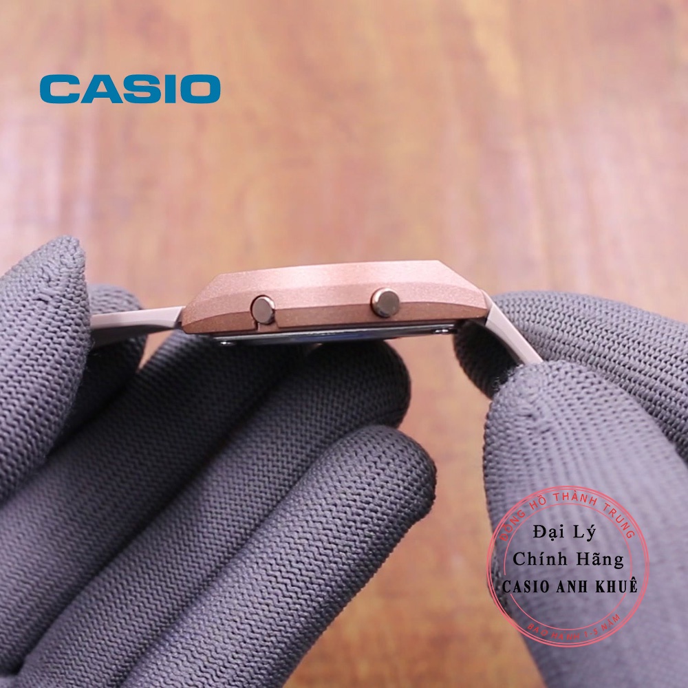 Đồng hồ Casio Nữ dây nhựa LW-204-4ADF vỏ vàng hồng dây màu nude