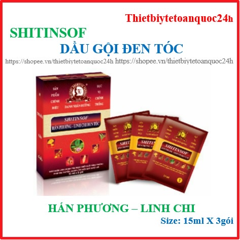 [Chính hãng] Hộp 3 gói Dầu gội đen tóc thảo dược Shitinsof Hán Phương Linh Chi