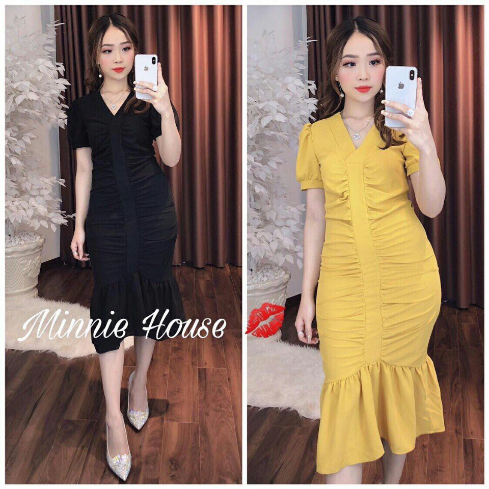 ĐẦM BODY NHÚNG BÈO ĐUÔI CÁ D0977145 ( 2 màu )
