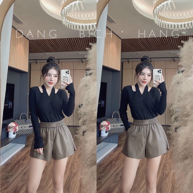 Áo len xoắn cổ choker quảng châu ms149
