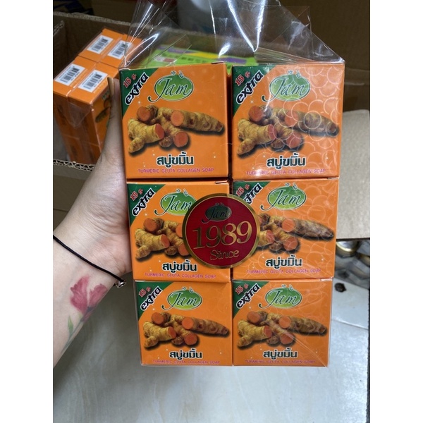 [CHÍNH HÃNG] XÀ PHÒNG TRẮNG DA CÁM GẠO JAM RICE MILK,JAM NGHỆ SOAP THÁI LAN