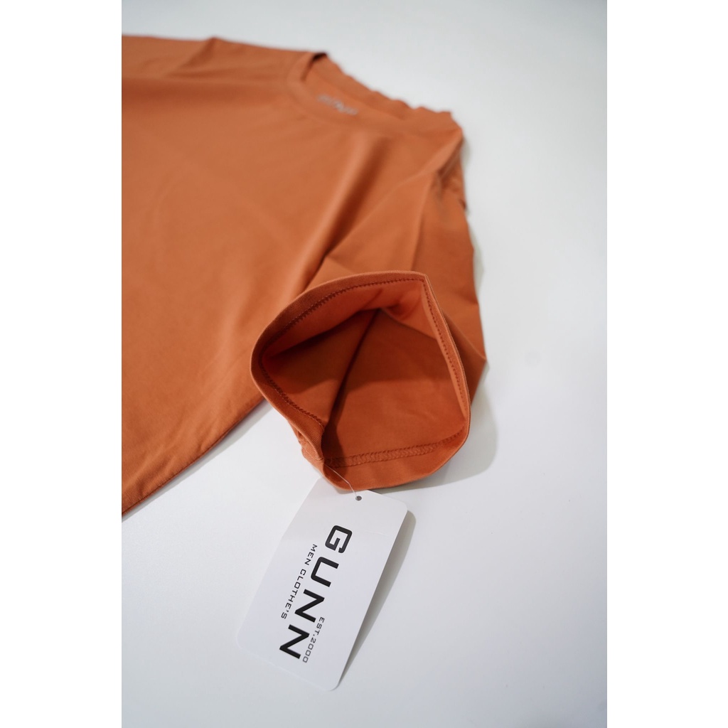Áo Thun Trơn Basic Cổ Tròn Cotton 4 Chiều Cao Cấp, Co Giãn, Thoáng Mát, Thấm Hút Mồ Hôi - CAM ĐẤT - GUNN T-SHIRT