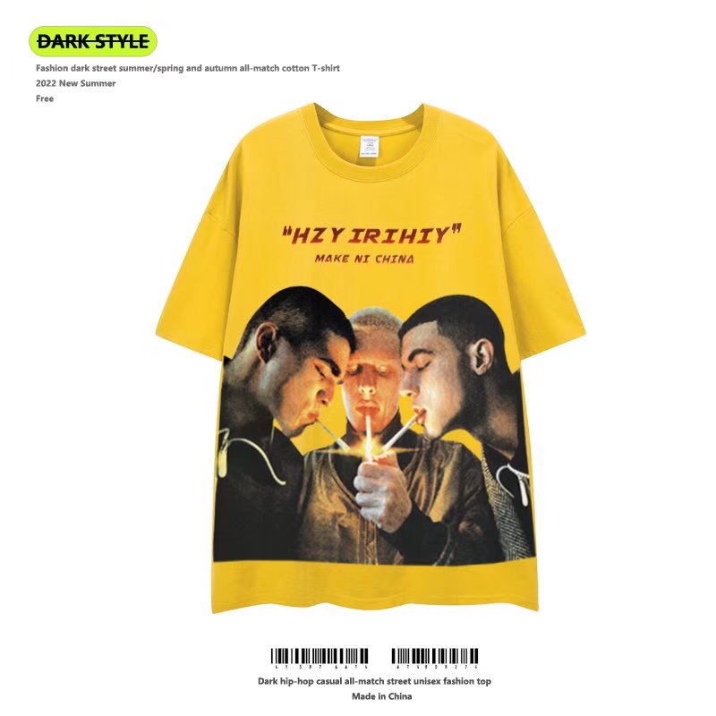 Áo Thun Unisex Cổ Tròn Tay Ngắn Dáng Rộng Phong Cách Thời Trang Mỹ Mới Size M-8XL