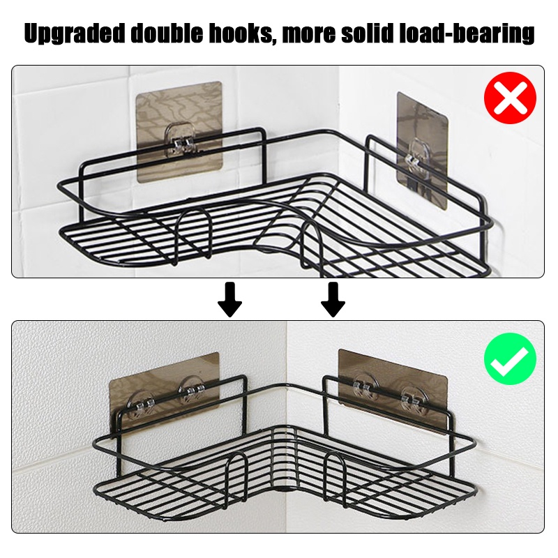 Kệ góc nhà tắm phun sơn tĩnh điện dán tường siêu dính trong nhà tắm, nhà bếp tiện dụng