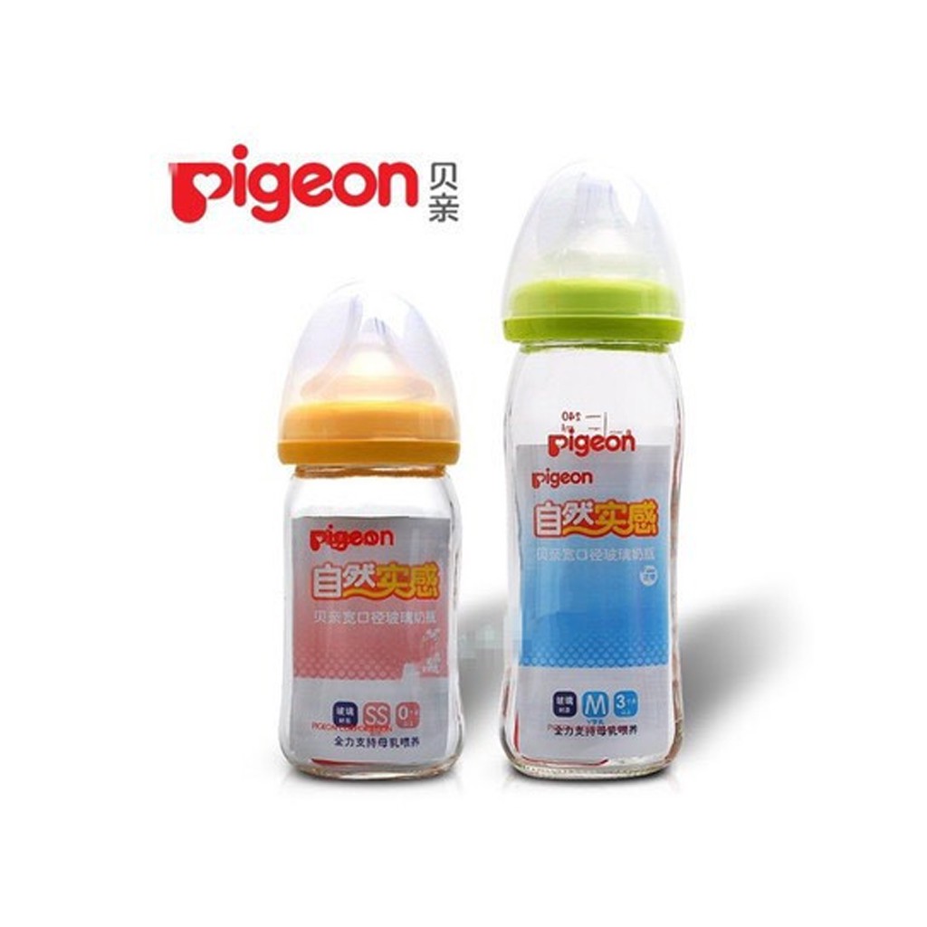 [ĐỦ SIZE] Bình Sữa Thủy Tinh Pigeon Nội Địa Nhật 160ml/240ml