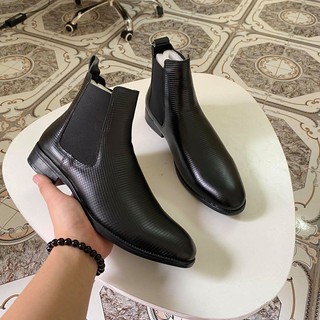 Giày boot nam/ Giày Chelsea Boot, Bốt Da Bò dập vân sang trọng Ôm chân đẹp