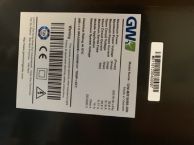 Tấm pin năng lượng mặt trời mono 300W GREENGWING Mono-Super Black module
