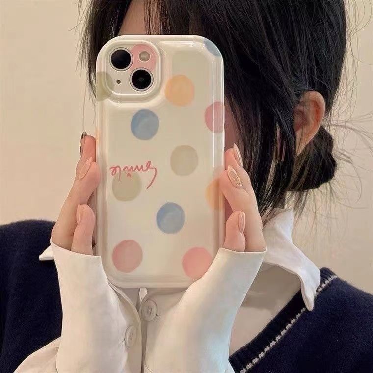 Ốp Điện Thoại Họa Tiết Chấm Bi Đơn Giản Tươi Tắn Cho iPhone 12 13 11 Pro Max X Xs Max Xr