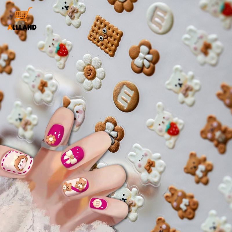 Miếng Dán Trang Trí Móng Tay Tự Dính Hình Thỏ Hoạt Hình Nhiều Màu Sắc